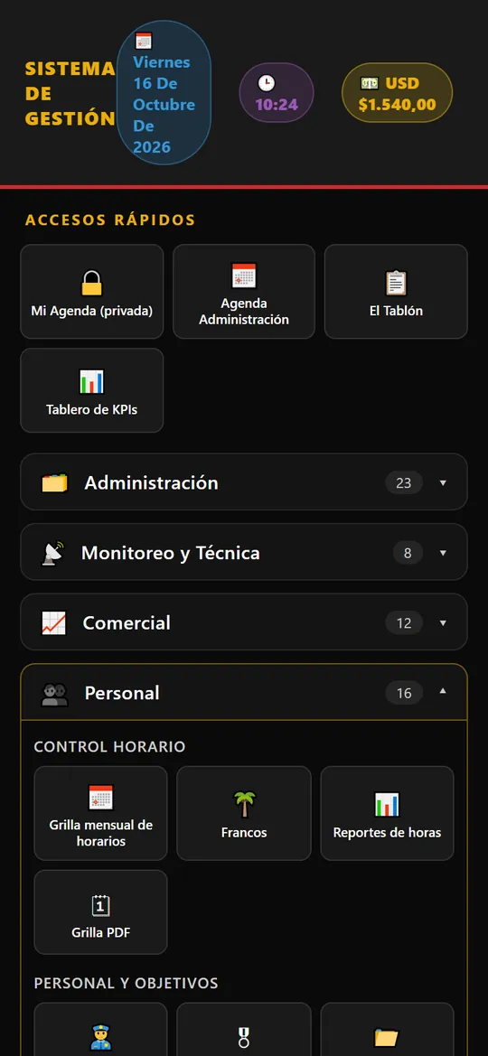 El sistema en el celular