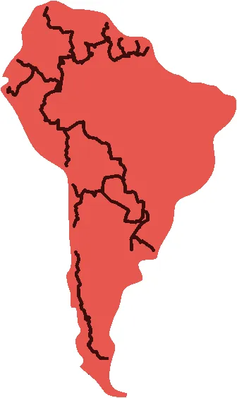 Rompecabezas de América del Sur con fronteras grabadas