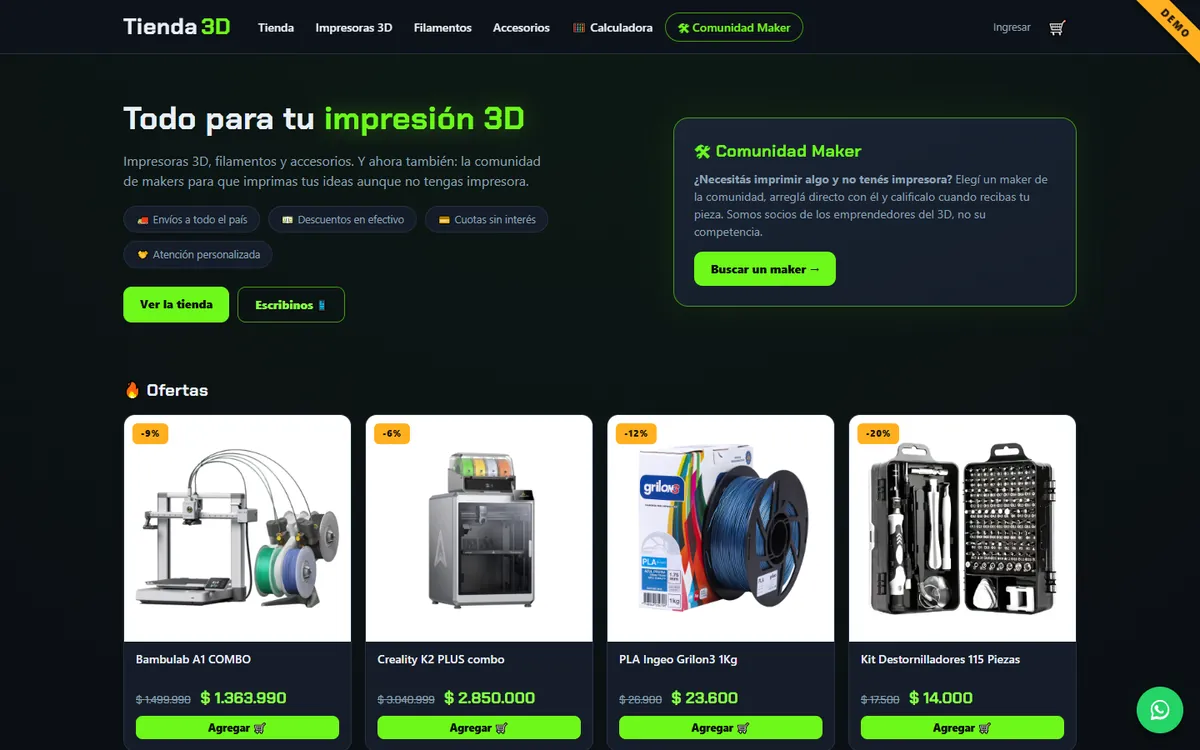Portada de la tienda con ofertas